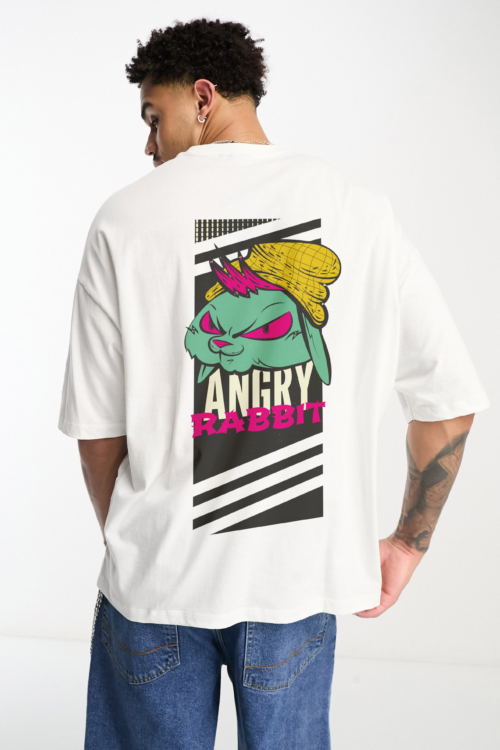 Angry Rabbit Drop-Shoulder Oversized T-shirt