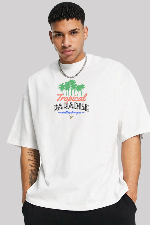 Tropical Paradise Unisex Drop-Shoulder Oversized T-shirt